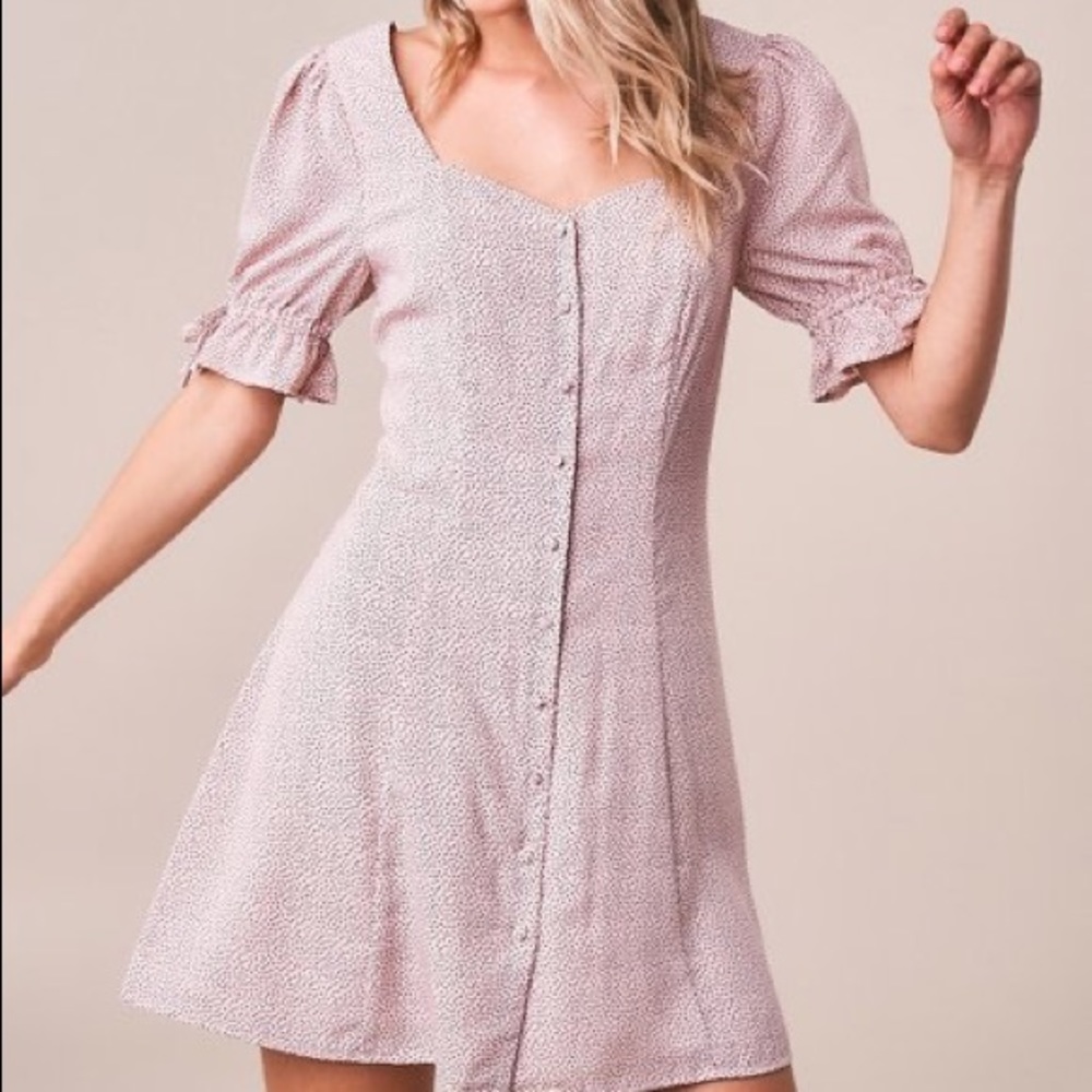 SOLD Sugar Lips Pink dot button down dress